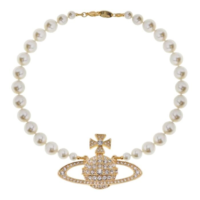 05A5E270-83CA-4075-A474-4129D1EF5E3B.jpg Large One Layer Full Diamond Saturn Necklace Short