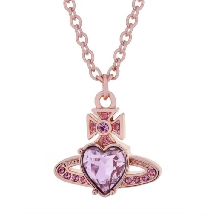 crystal heart necklace (with box)