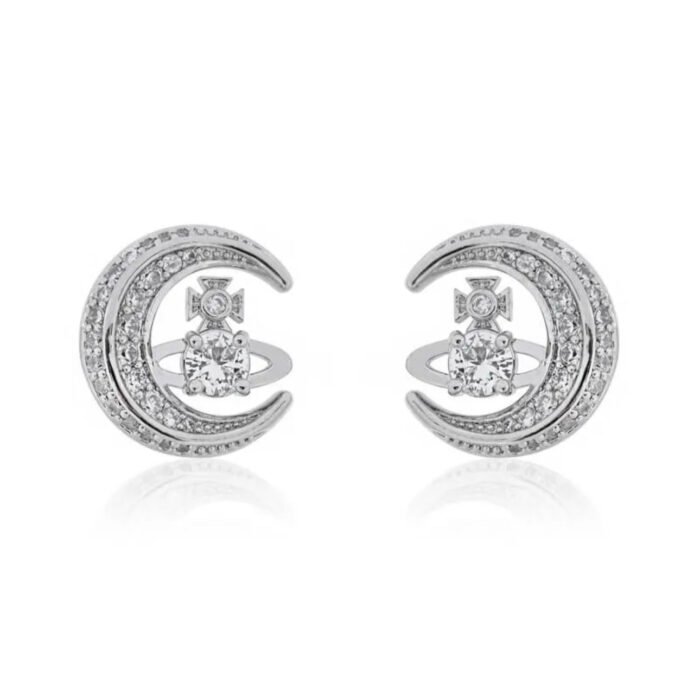 silver moon earrings (with box)