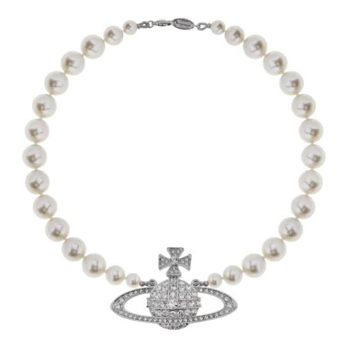 6EE9507D-A2DA-41E7-944D-C72AE078C19A.jpg Large One Layer Full Diamond Saturn Necklace Short