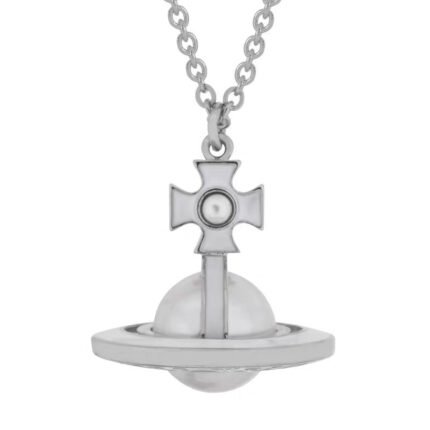 white and silver orb necklace (with box)