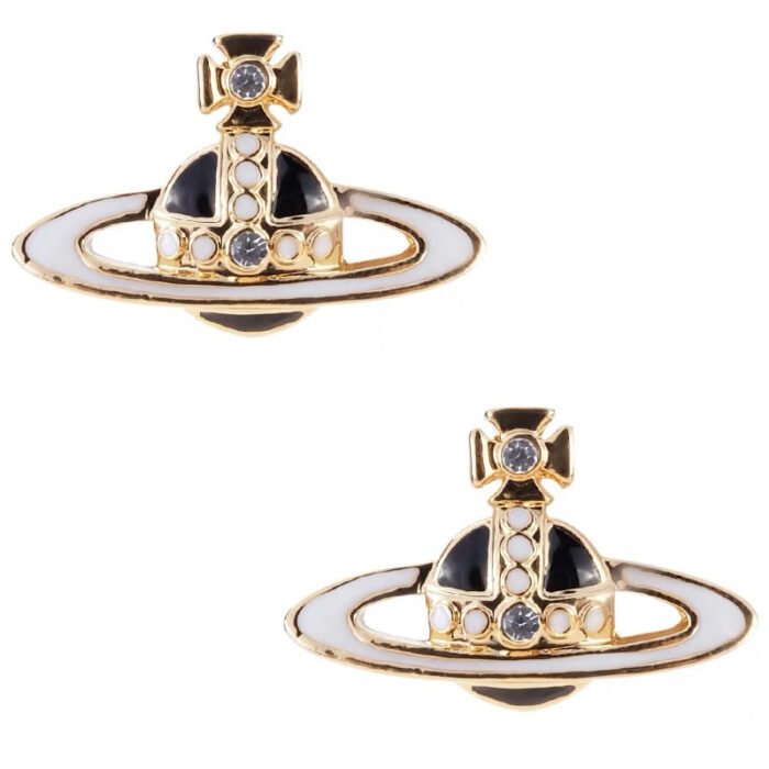 gold and black earrings (with box)