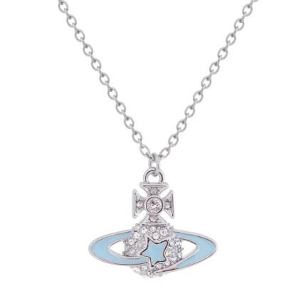 blue and silver galaxy necklace (with box)