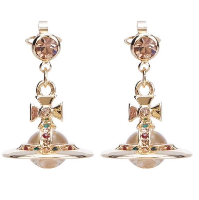 gold orb earrings (with box)