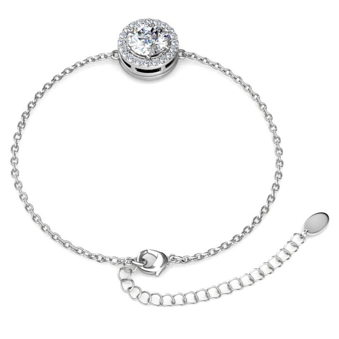 Back_19-1 Blake 18k White Gold Plated Crystal Halo Bracelet