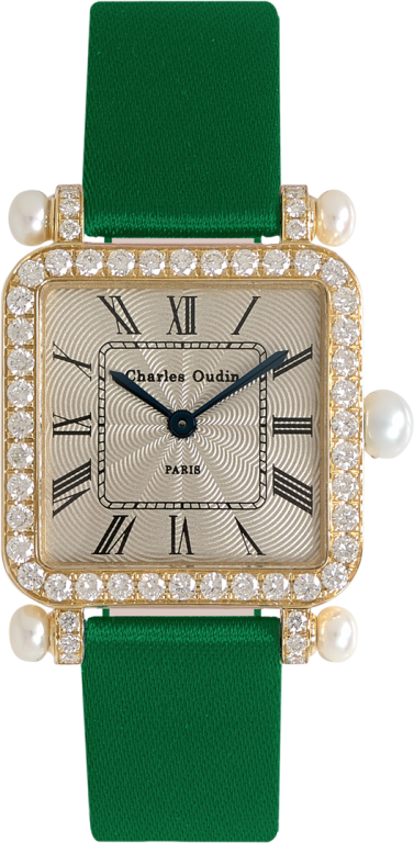 PANSY RETRO WITH PEARLS WATCH YELLOW GOLD 24MM