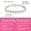 Donna 18k White Gold Plated Silver Heart Bracelet with Simulated Diamond Crystals