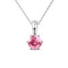 October Birthstone Pink Tourmaline Necklace. 18k White Gold Plated Solitaire Necklace with 1CT Crystal