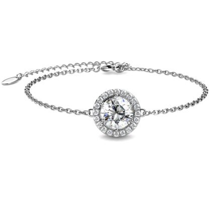 Blake 18k White Gold Plated Crystal Halo Bracelet