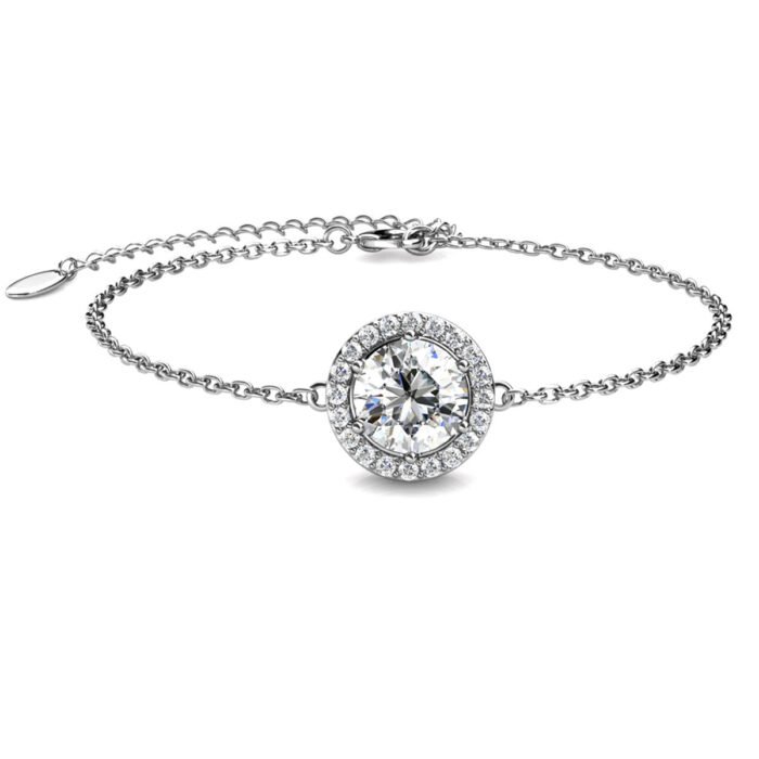 Front_20-1 Blake 18k White Gold Plated Crystal Halo Bracelet