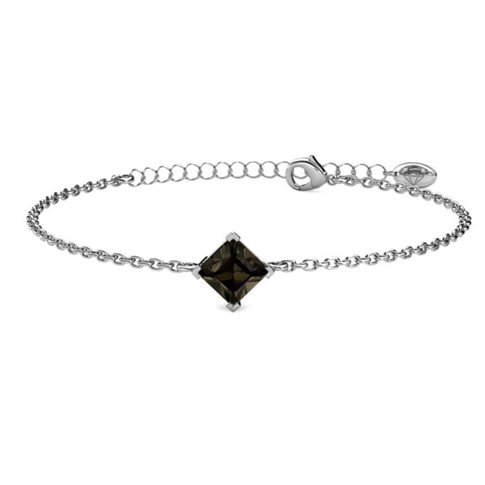 Front_42 Samantha 18k White Gold Plated Bracelet with Black Crystal