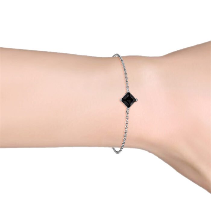 Hand Samantha 18k White Gold Plated Bracelet with Black Crystal