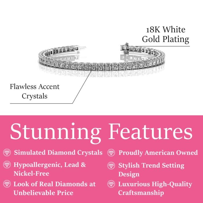 LeilaWG_infograph_7-USA Leila 18k White Gold Plated Cubic Zirconia Tennis Bracelet