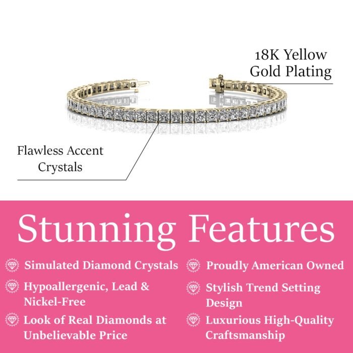 LeilaYG_infograph_7-USA Leila 18k White Gold Plated Cubic Zirconia Tennis Bracelet