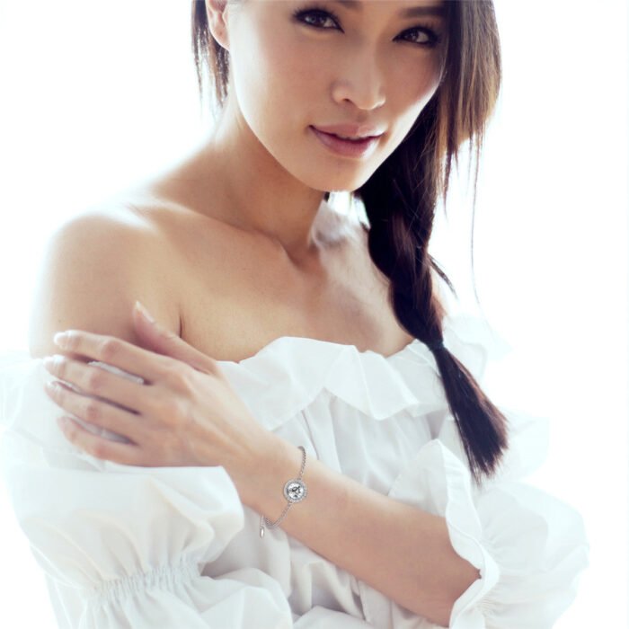 Model_16_9c1b5bda-db8c-4fb4-b13b-d880487e3e1e Blake 18k White Gold Plated Crystal Halo Bracelet