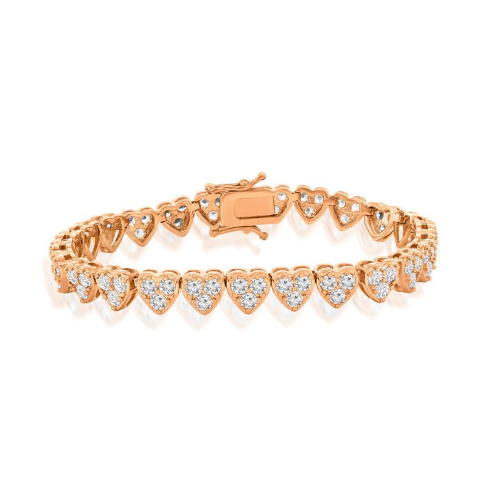 Donna 18k White Gold Plated Silver Heart Bracelet with Simulated Diamond Crystals