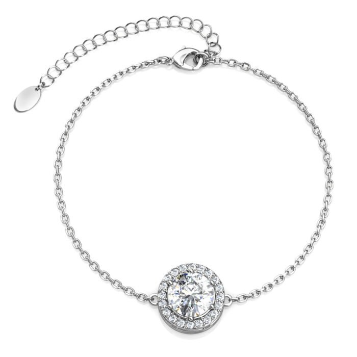 Top_3 Blake 18k White Gold Plated Crystal Halo Bracelet