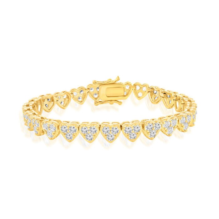 Donna 18k White Gold Plated Silver Heart Bracelet with Simulated Diamond Crystals