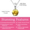November Birthstone Citrine Necklace. 18k White Gold Plated Solitaire Necklace with 1CT Crystal
