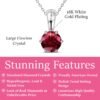 January Birthstone Garnet Necklace. 18k White Gold Plated Solitaire Necklace with 1CT Crystal