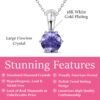 February Birthstone Amethyst Necklace. 18k White Gold Plated Solitaire Necklace with 1CT Crystal