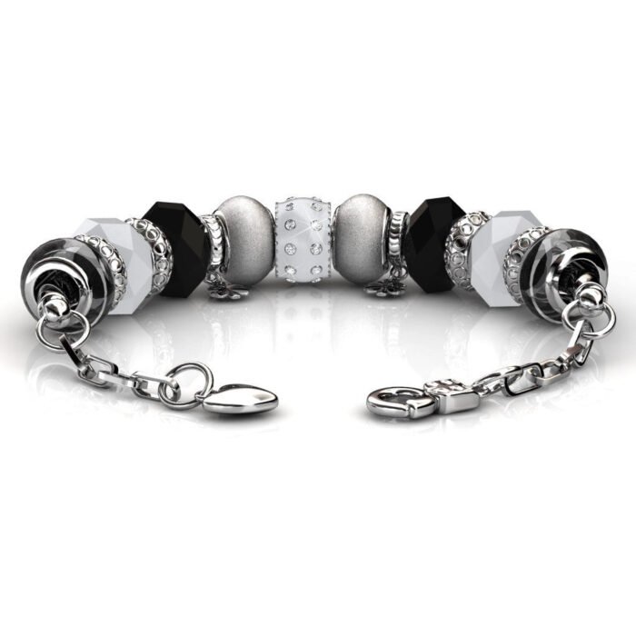 Aurora 18k White Gold Plated Beaded Bracelet with Crystals