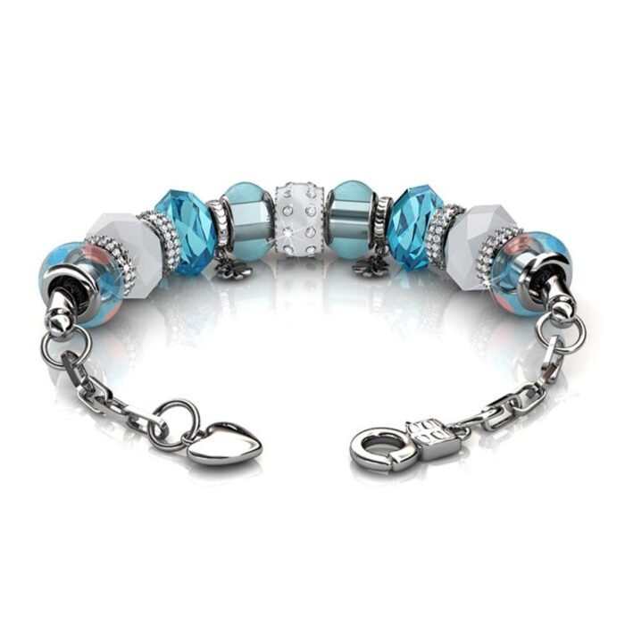 Aurora 18k White Gold Plated Beaded Bracelet with Crystals