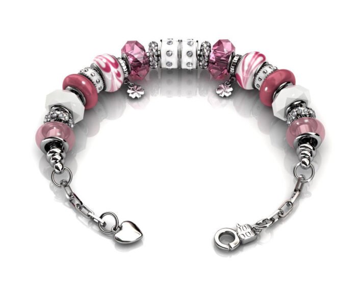 Aurora 18k White Gold Plated Beaded Bracelet with Crystals