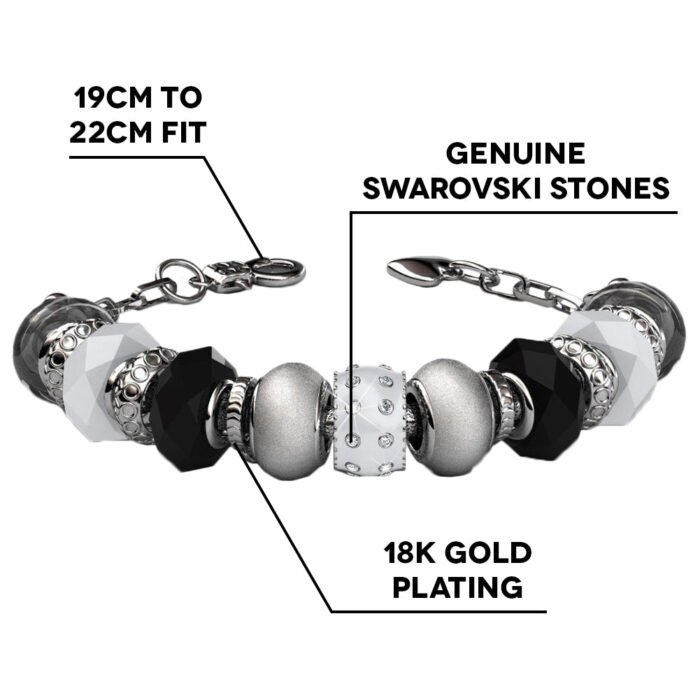 Aurora 18k White Gold Plated Beaded Bracelet with Crystals