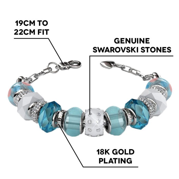 Aurora 18k White Gold Plated Beaded Bracelet with Crystals