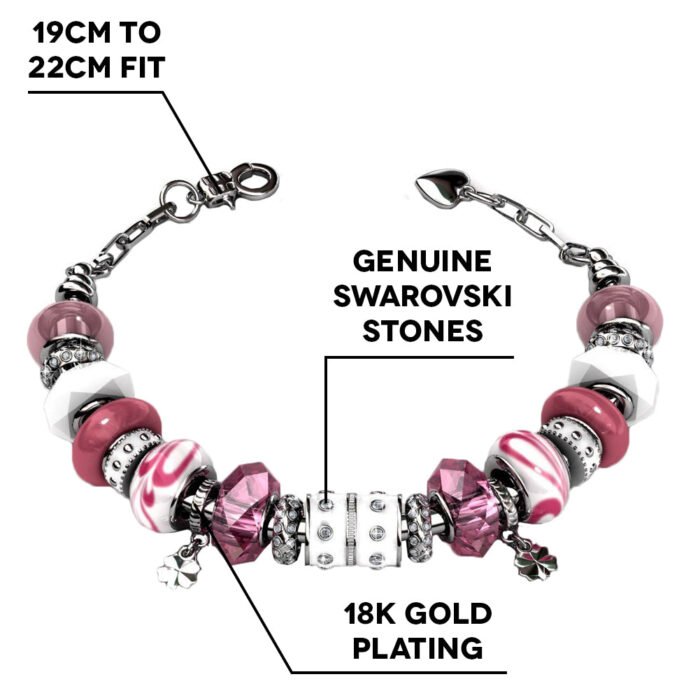 Aurora 18k White Gold Plated Beaded Bracelet with Crystals